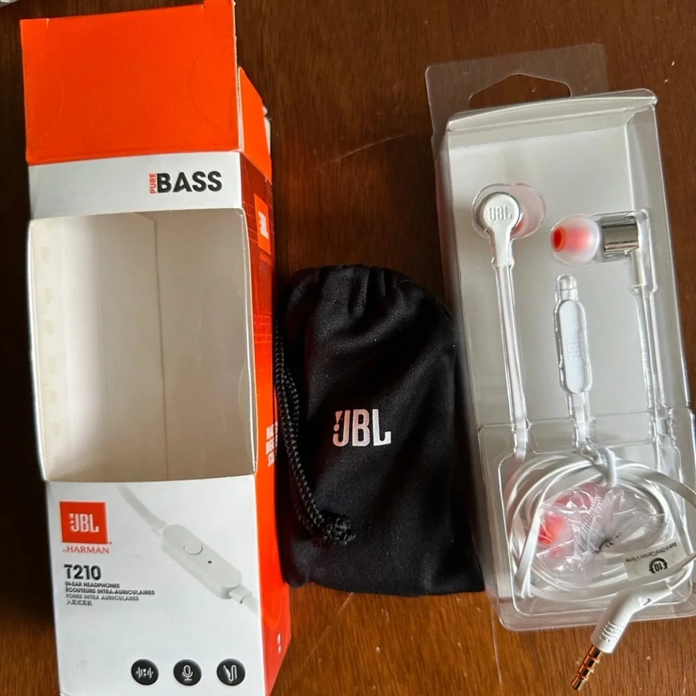 JBL T210 Signature Sound Pure Bass Headphones in Ear Earphones with Microphone B